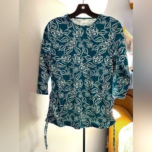 Calypsa Modli Long Sleeve Swim Top Dark Jade Bloom Print Size M